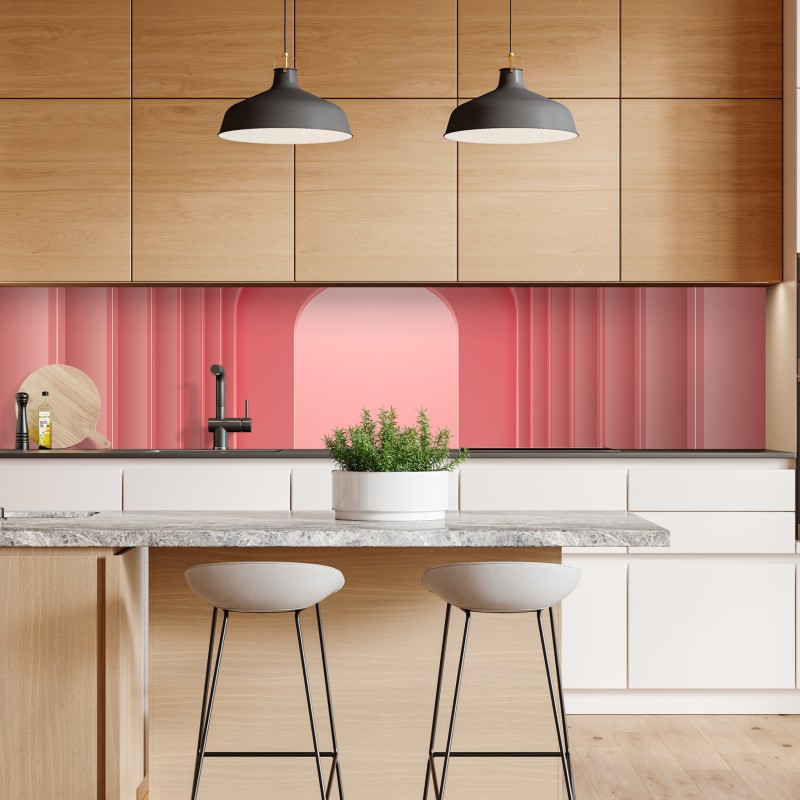 Naklejka repozycjonowalna nowoczesne luksusowe wnętrze w odcieniach koralowego różu – Wallissimo® Naklejka repozycjonowalna nowoczesne luksusowe wnętrze w odcieniach koralowego różu – Wallissimo®