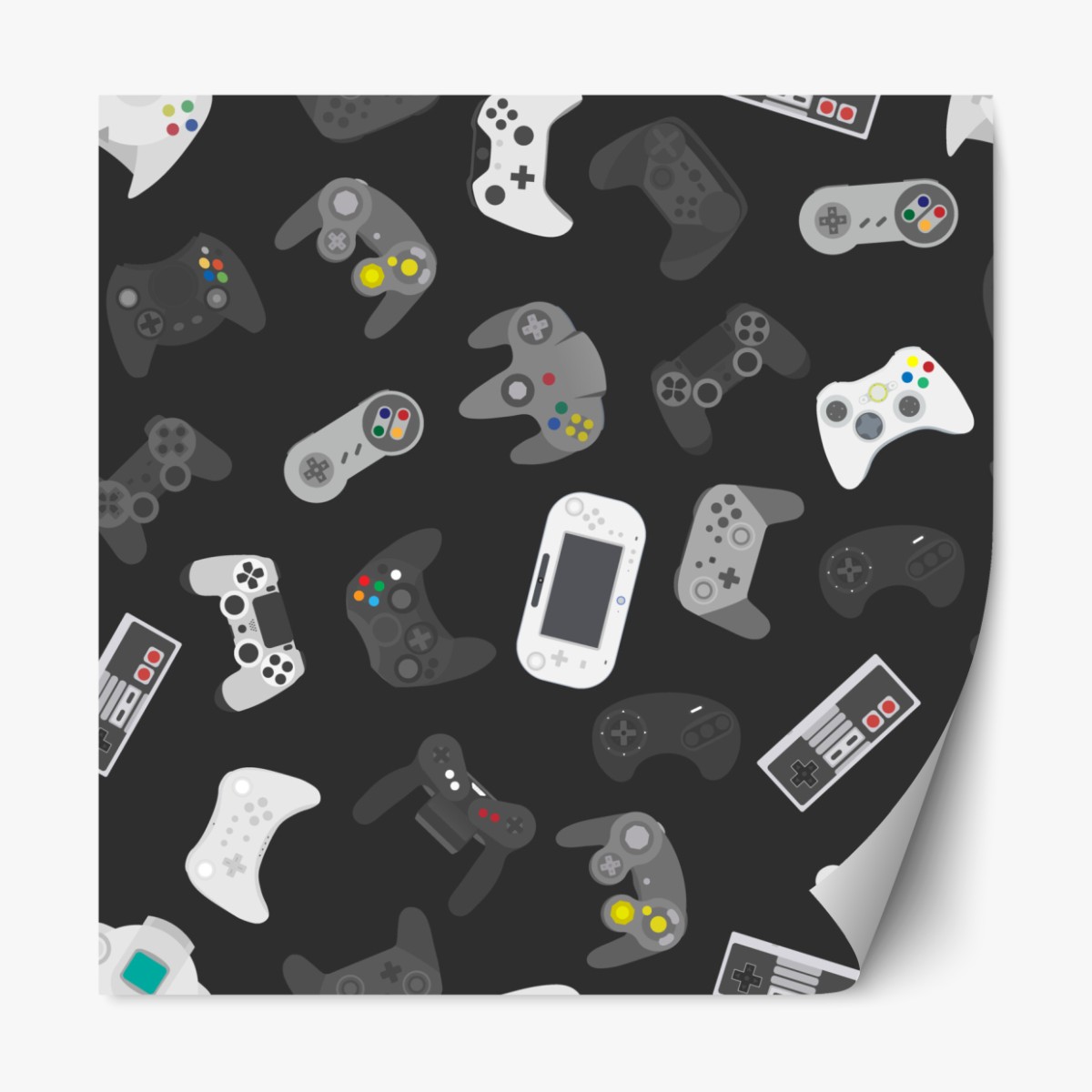 Repositionable sticker retro gaming controllers pattern