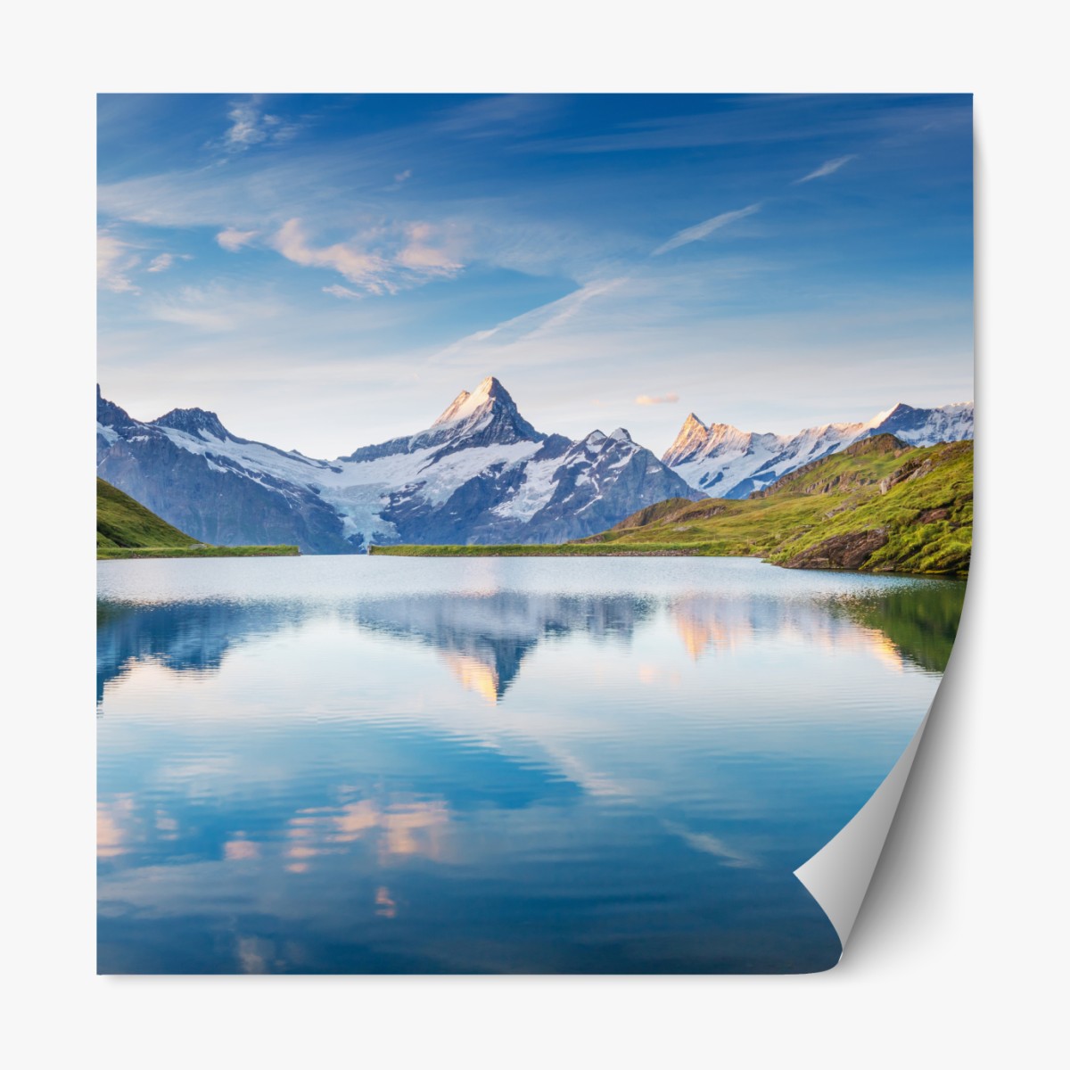 Repositionable sticker majestic Alps reflection at Bachalpsee