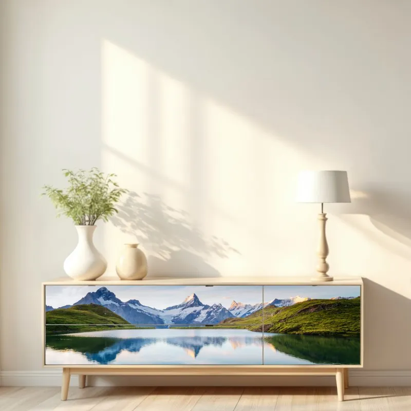 Naklejka repozycjonowalna majestatyczne odbicie Alp przy Bachalpsee – Wallissimo® Naklejka repozycjonowalna majestatyczne odbicie Alp przy Bachalpsee – Wallissimo®