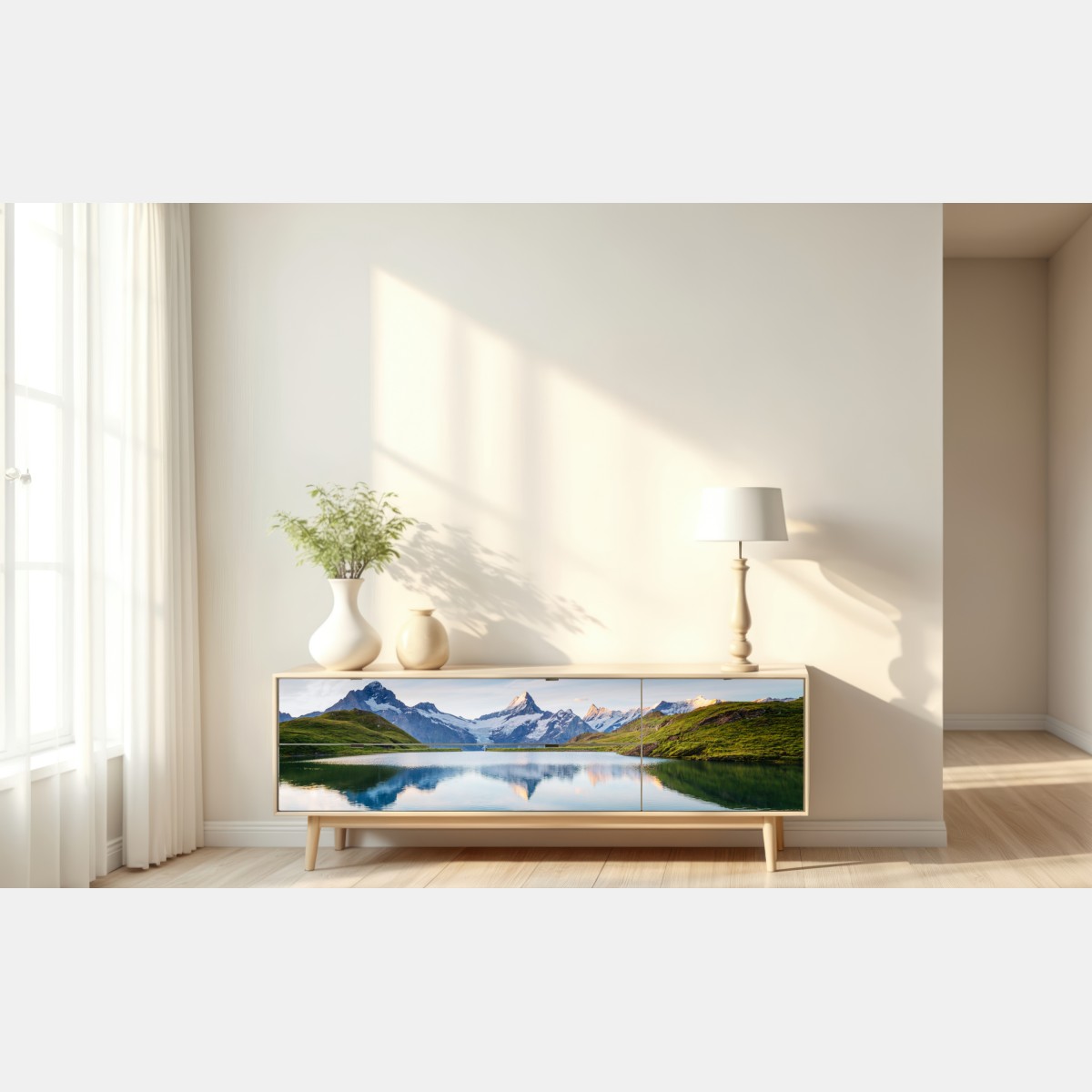 Naklejka repozycjonowalna majestatyczne odbicie Alp przy Bachalpsee – Wallissimo® Naklejka repozycjonowalna majestatyczne odbicie Alp przy Bachalpsee – Wallissimo®