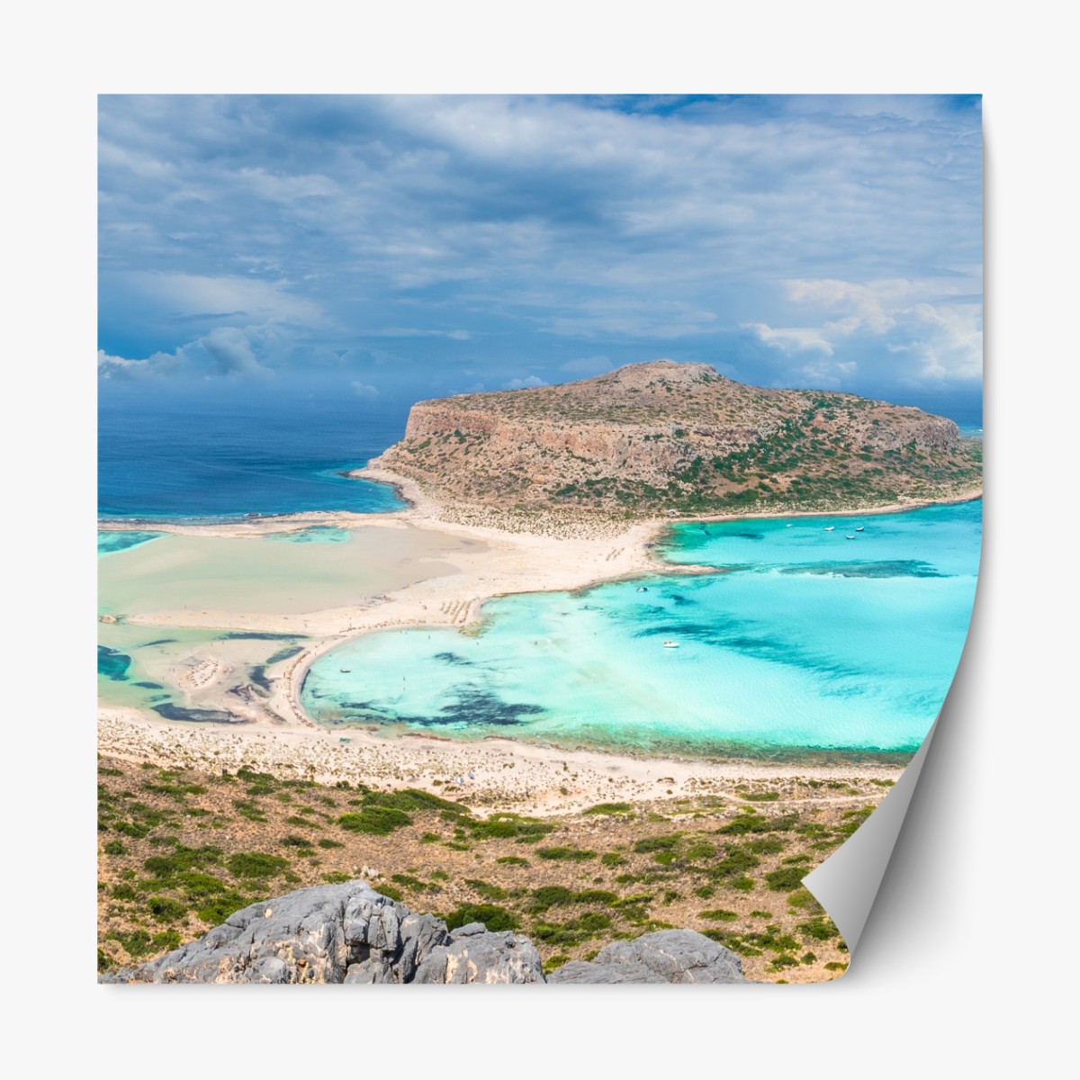 Repositionable sticker Balos Lagoon, Crete panoramic beach view