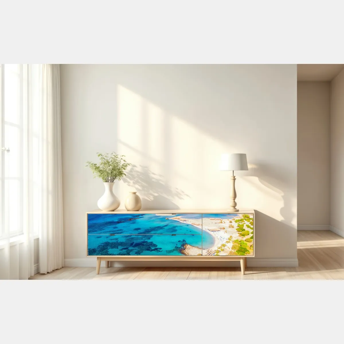 Naklejka repozycjonowalna plaża Elafonissi, Kreta turkusowa laguna – Wallissimo® Naklejka repozycjonowalna plaża Elafonissi, Kreta turkusowa laguna – Wallissimo®