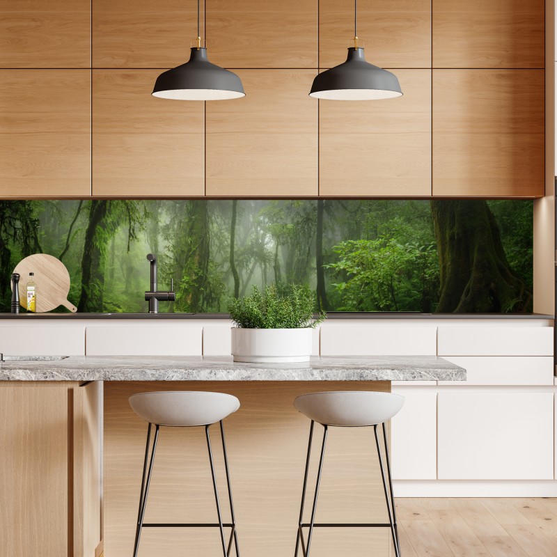 Naklejka repozycjonowalna mglisty tropikalny szlak w dżungli – Wallissimo® Naklejka repozycjonowalna mglisty tropikalny szlak w dżungli – Wallissimo®