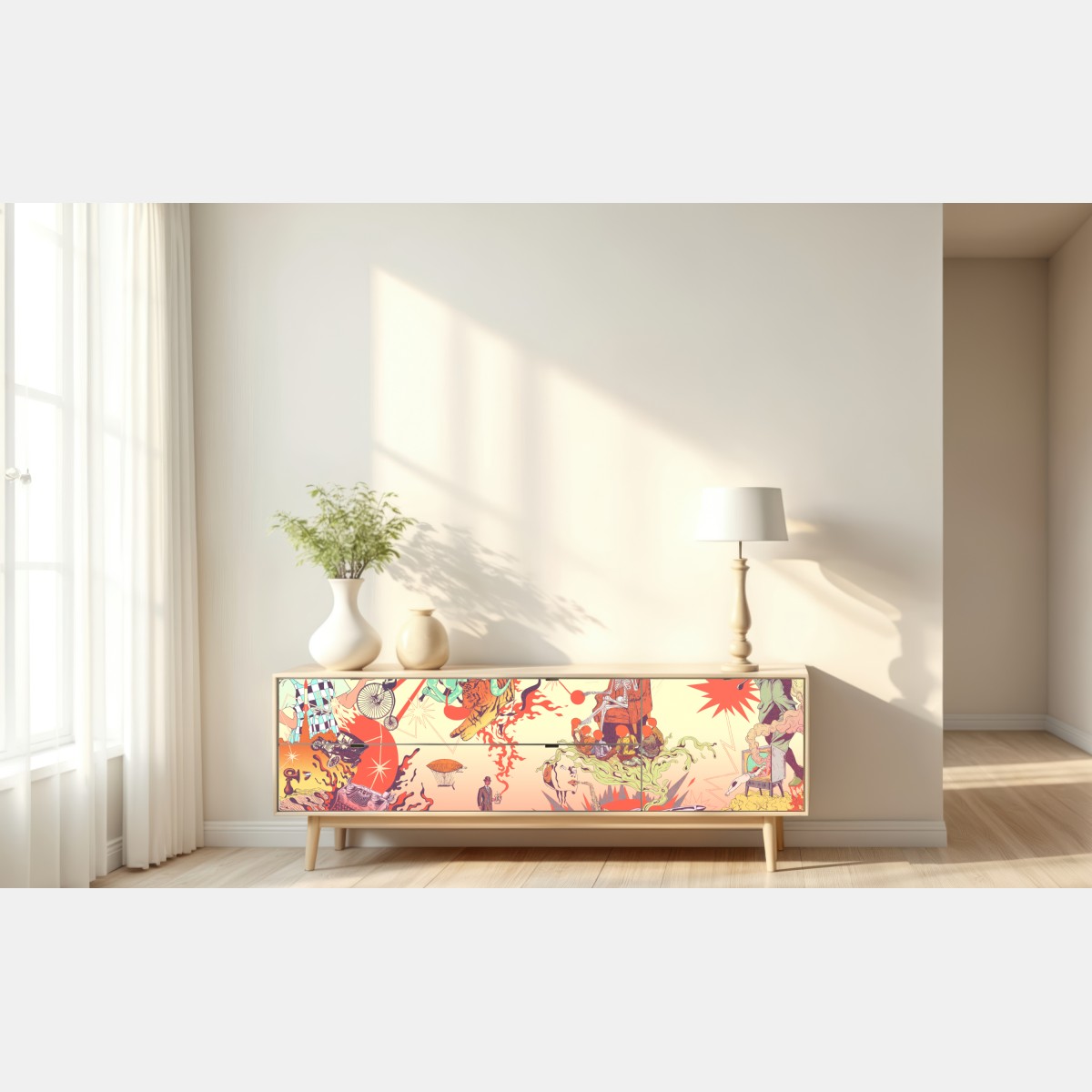 Naklejka repozycjonowalna surrealne kolory i senne wizje – Wallissimo® Naklejka repozycjonowalna surrealne kolory i senne wizje – Wallissimo®