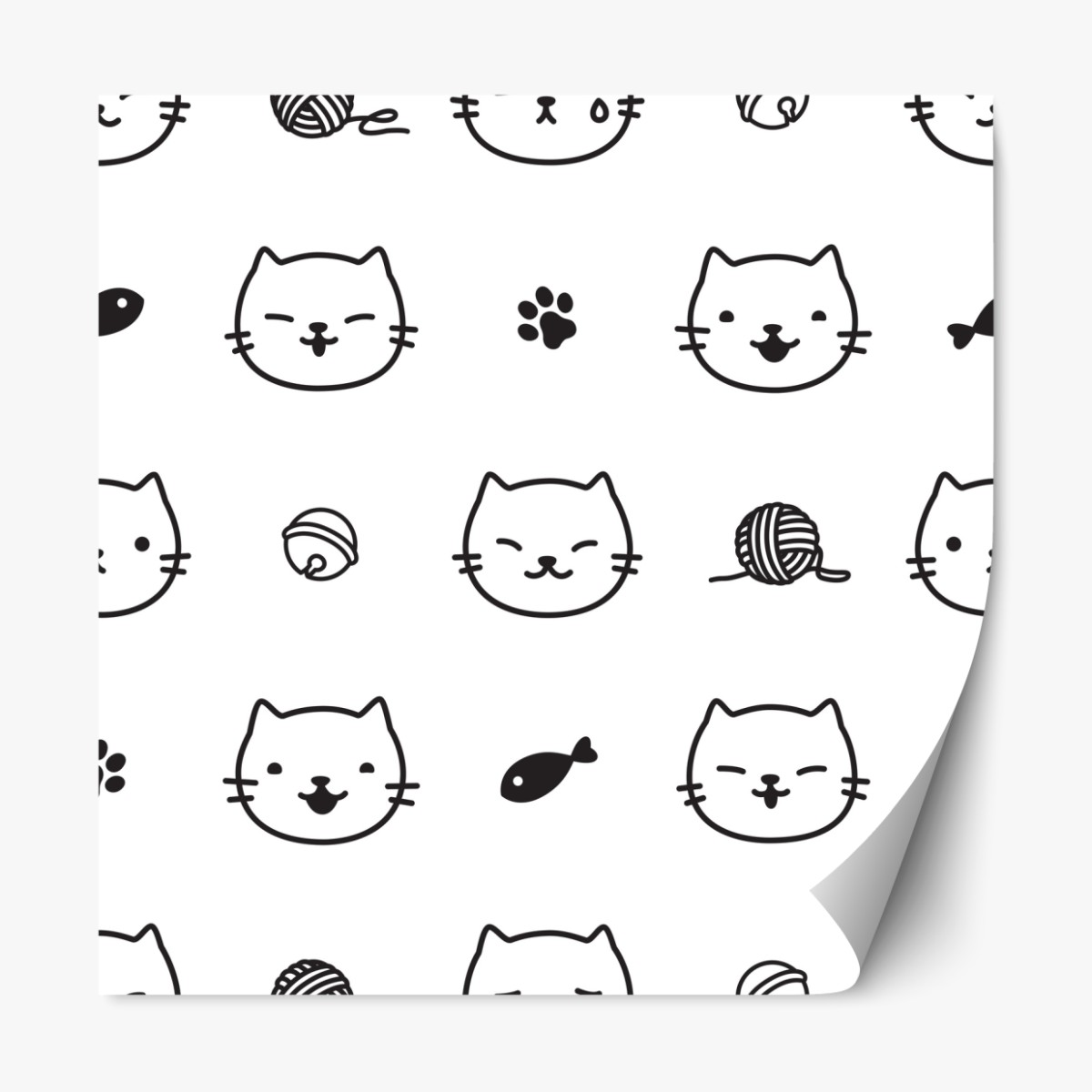 Repositionable sticker playful kitten pattern