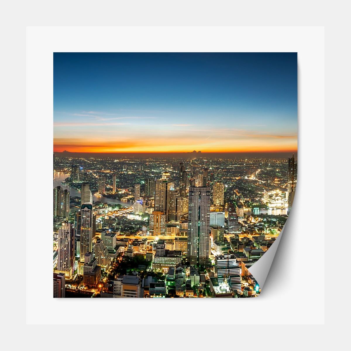 Repositionable sticker Bangkok skyline at dusk