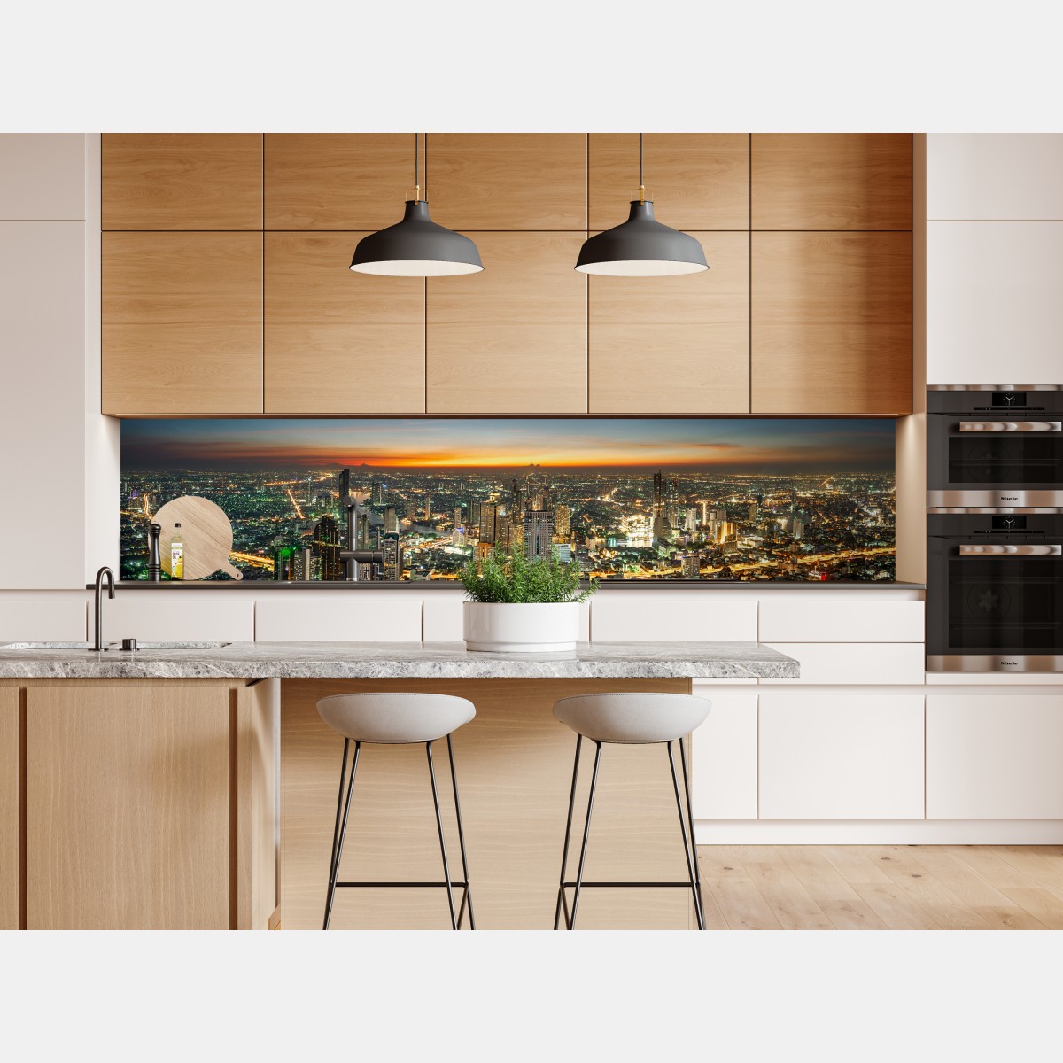 Naklejka repozycjonowalna panorama Bangkoku o zmierzchu – Wallissimo® Naklejka repozycjonowalna panorama Bangkoku o zmierzchu – Wallissimo®