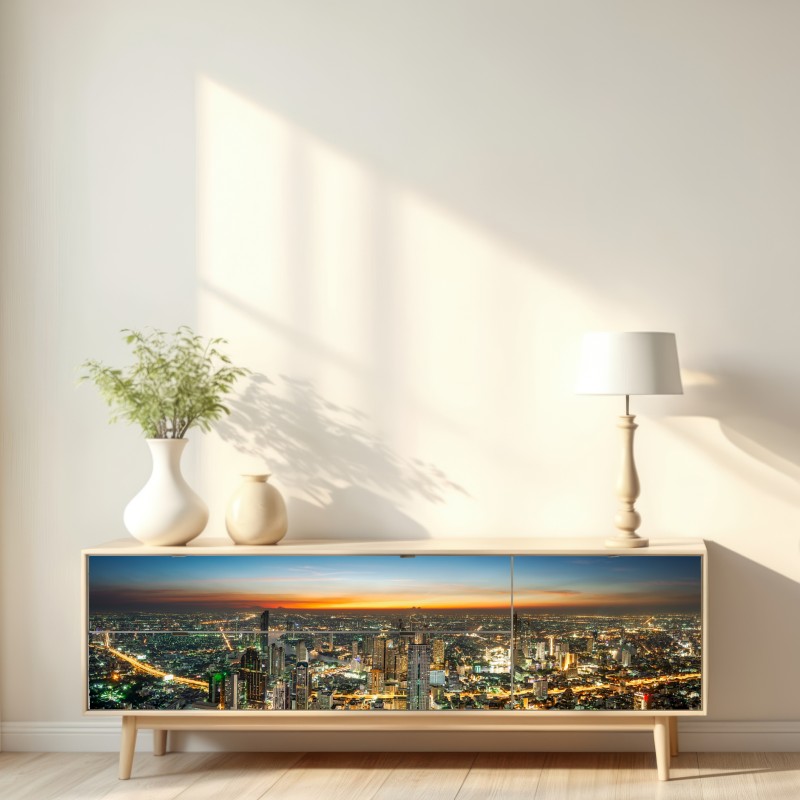 Naklejka repozycjonowalna panorama Bangkoku o zmierzchu – Wallissimo® Naklejka repozycjonowalna panorama Bangkoku o zmierzchu – Wallissimo®