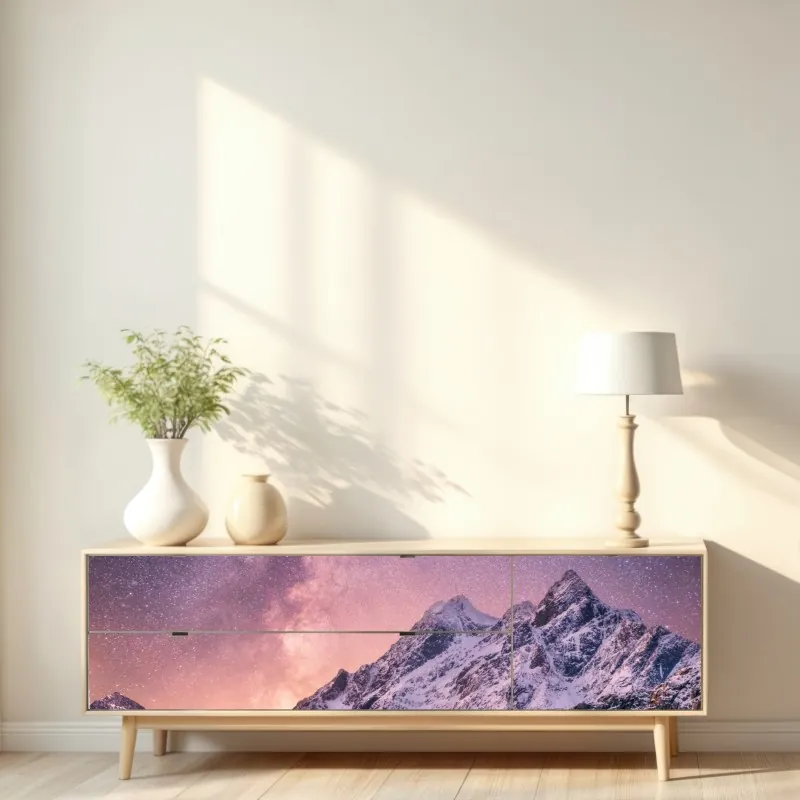 Naklejka repozycjonowalna zamarznięte jezioro o świcie z leśnym odbiciem – Wallissimo®