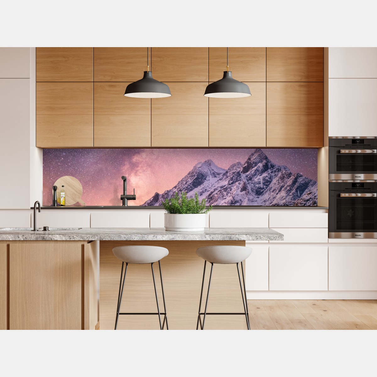 Naklejka repozycjonowalna droga mleczna nad ośnieżonymi górami w Norwegii – Wallissimo® Naklejka repozycjonowalna droga mleczna nad ośnieżonymi górami w Norwegii – Wallissimo®