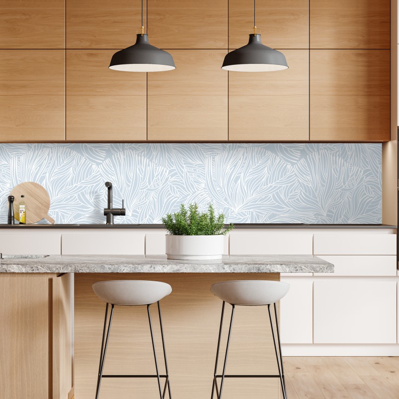 Naklejka repozycjonowalna delikatny niebieski wzór botaniczny – Wallissimo® Naklejka repozycjonowalna delikatny niebieski wzór botaniczny – Wallissimo®