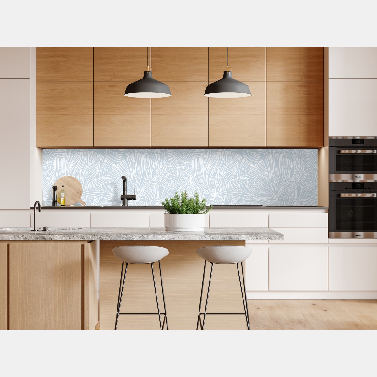 Naklejka repozycjonowalna delikatny niebieski wzór botaniczny – Wallissimo® Naklejka repozycjonowalna delikatny niebieski wzór botaniczny – Wallissimo®