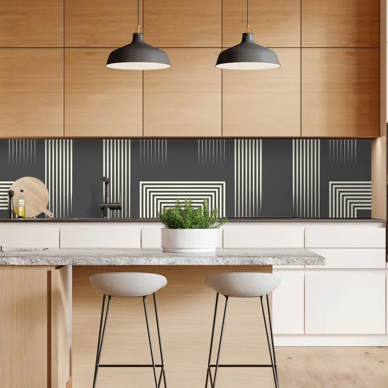 Naklejka repozycjonowalna geometryczny wzór art deco w odcieniach szarości i beżu – Wallissimo® Naklejka repozycjonowalna geometryczny wzór art deco w odcieniach szarości i beżu – Wallissimo®