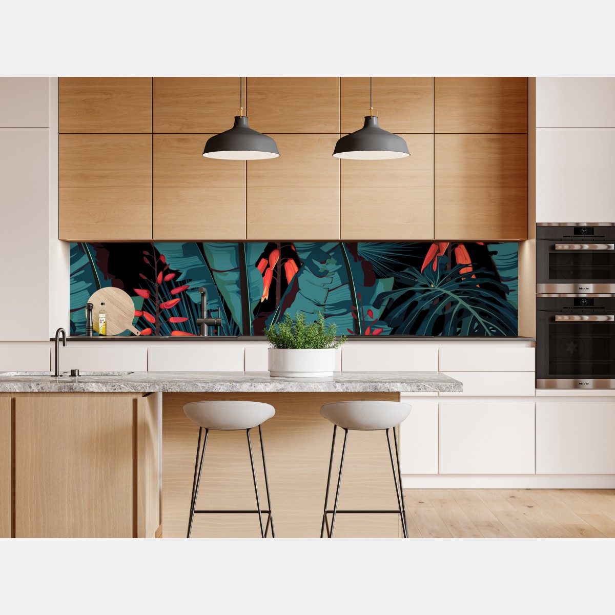 Naklejka repozycjonowalna tropikalny turkusowy motyw dżungli – Wallissimo® Naklejka repozycjonowalna tropikalny turkusowy motyw dżungli – Wallissimo®