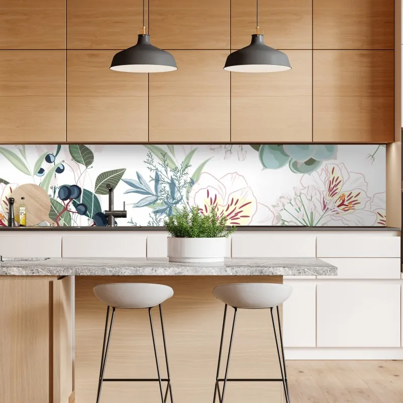 Naklejka repozycjonowalna delikatny pastelowy wzór kwiatowy – Wallissimo® Naklejka repozycjonowalna delikatny pastelowy wzór kwiatowy – Wallissimo®