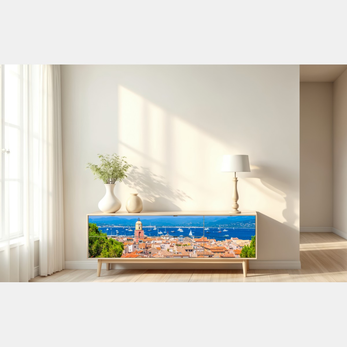 Naklejka repozycjonowalna słoneczna panorama nadmorska – Wallissimo® Naklejka repozycjonowalna słoneczna panorama nadmorska – Wallissimo®