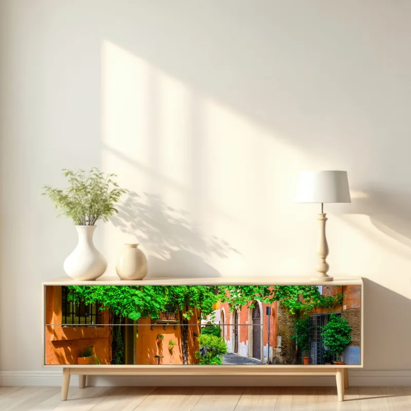 Naklejka repozycjonowalna malownicza uliczka w Trastevere, Rzym – Wallissimo® Naklejka repozycjonowalna malownicza uliczka w Trastevere, Rzym – Wallissimo®