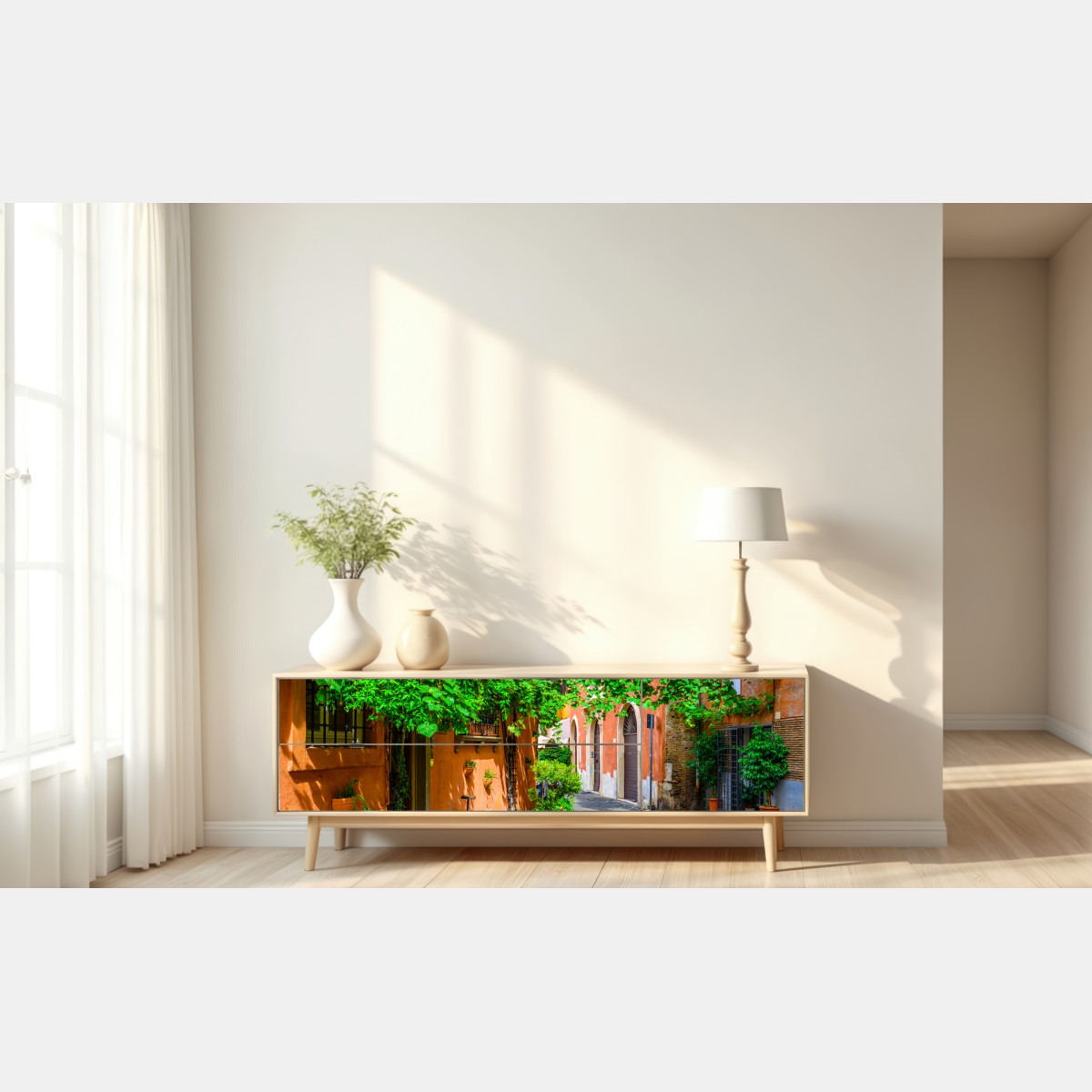 Naklejka repozycjonowalna malownicza uliczka w Trastevere, Rzym – Wallissimo® Naklejka repozycjonowalna malownicza uliczka w Trastevere, Rzym – Wallissimo®