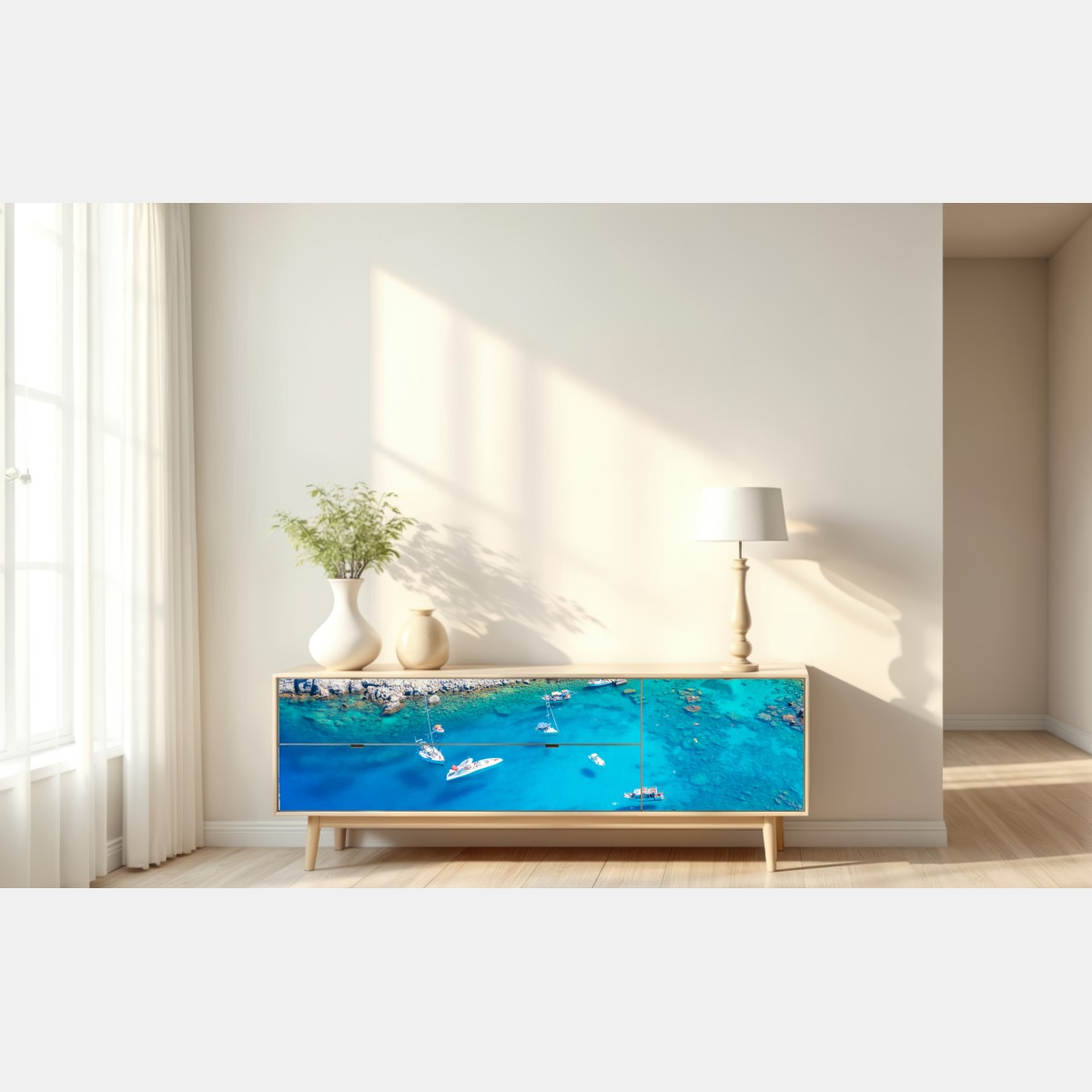 Naklejka repozycjonowalna widok z lotu ptaka na zatokę Anthony Quinn, Rodos – Wallissimo® Naklejka repozycjonowalna widok z lotu ptaka na zatokę Anthony Quinn, Rodos – Wallissimo®