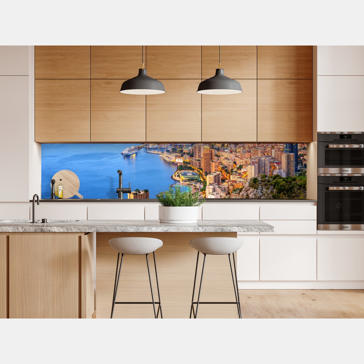 Naklejka repozycjonowalna Monako panorama wybrzeża o zmierzchu – Wallissimo® Naklejka repozycjonowalna Monako panorama wybrzeża o zmierzchu – Wallissimo®