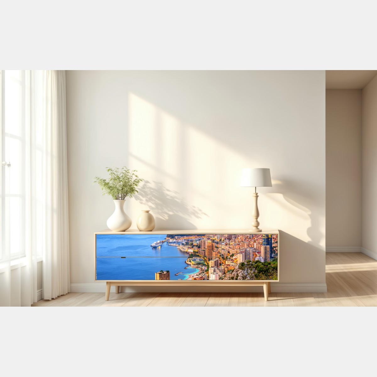 Naklejka repozycjonowalna Monako panorama wybrzeża o zmierzchu – Wallissimo® Naklejka repozycjonowalna Monako panorama wybrzeża o zmierzchu – Wallissimo®