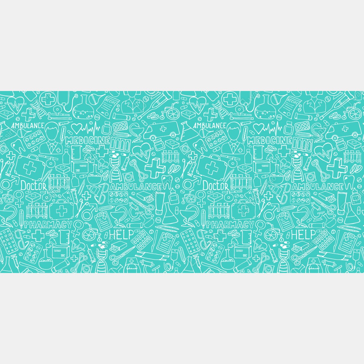 Naklejka repozycjonowalna turkusowy wzór z ikonami medycznymi – Wallissimo® Naklejka repozycjonowalna turkusowy wzór z ikonami medycznymi – Wallissimo®