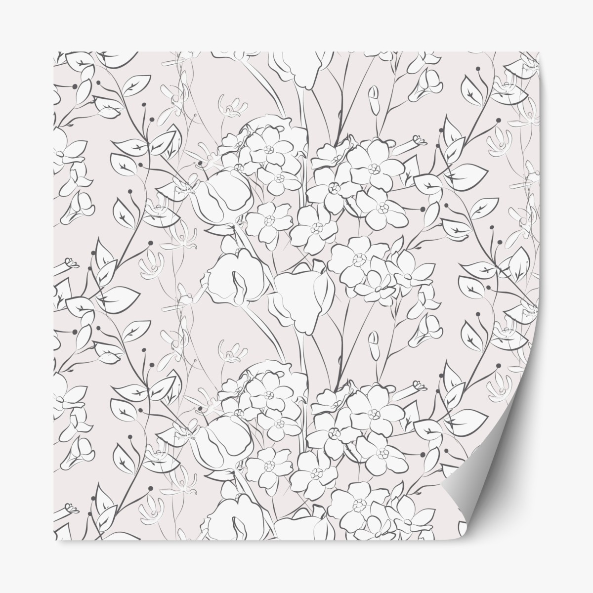 Repositionable sticker delicate pastel floral design