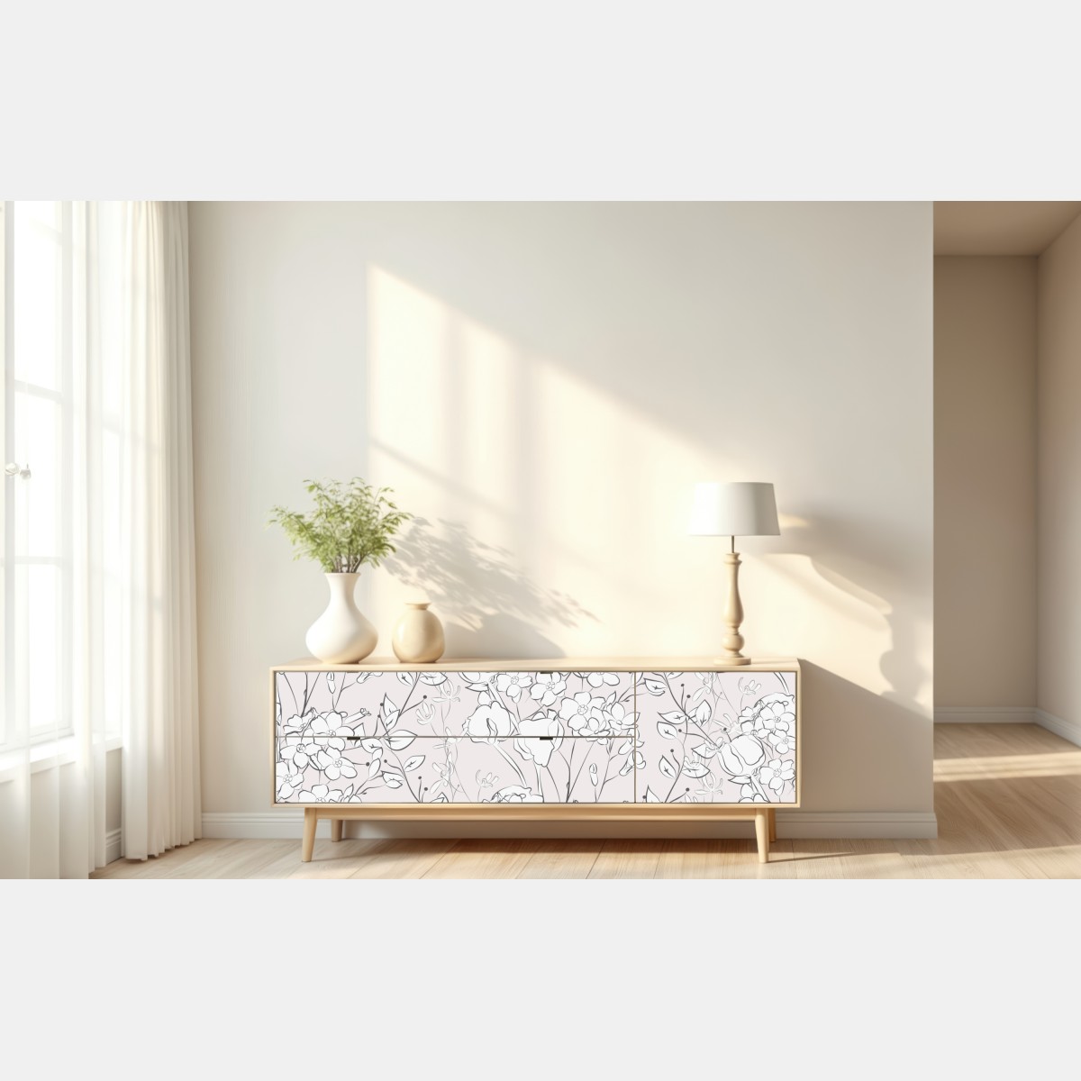 Naklejka repozycjonowalna delikatny pastelowy motyw kwiatowy – Wallissimo® Naklejka repozycjonowalna delikatny pastelowy motyw kwiatowy – Wallissimo®