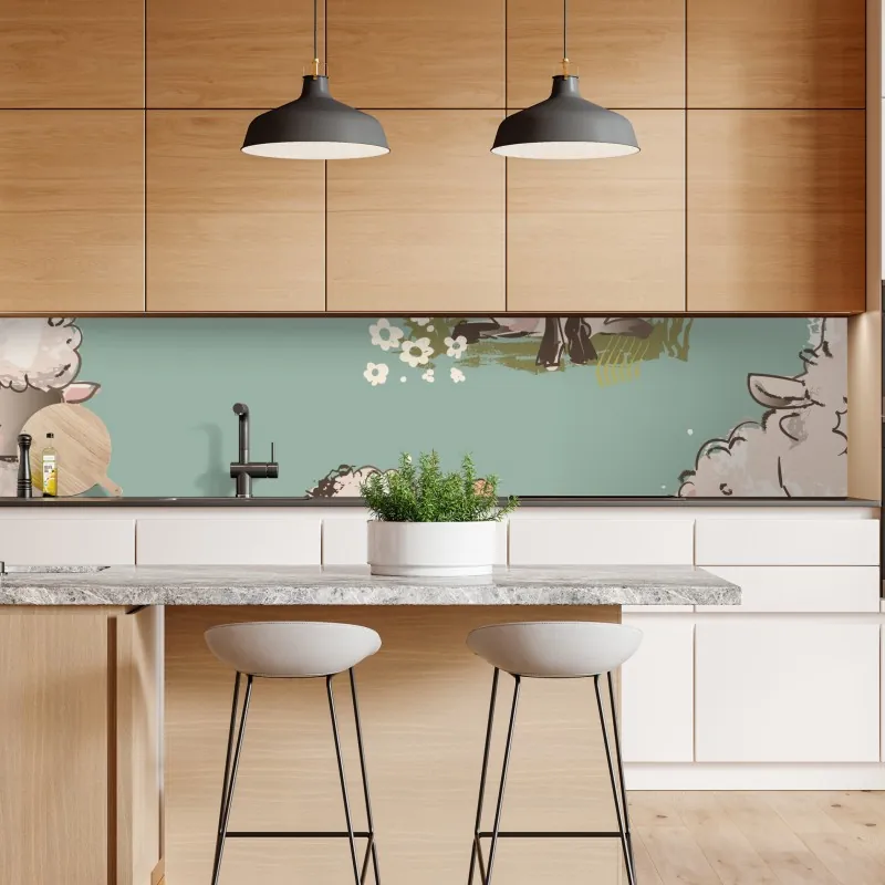 Naklejka repozycjonowalna tropikalny zachód słońca z sylwetkami palm – Wallissimo®