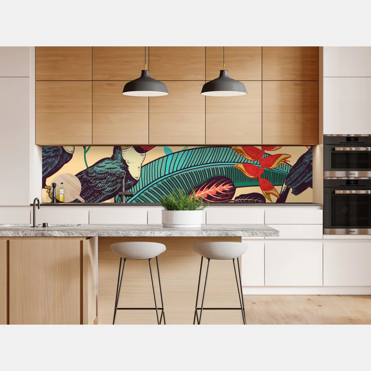 Naklejka repozycjonowalna tropikalny raj tukanów – Wallissimo® Naklejka repozycjonowalna tropikalny raj tukanów – Wallissimo®