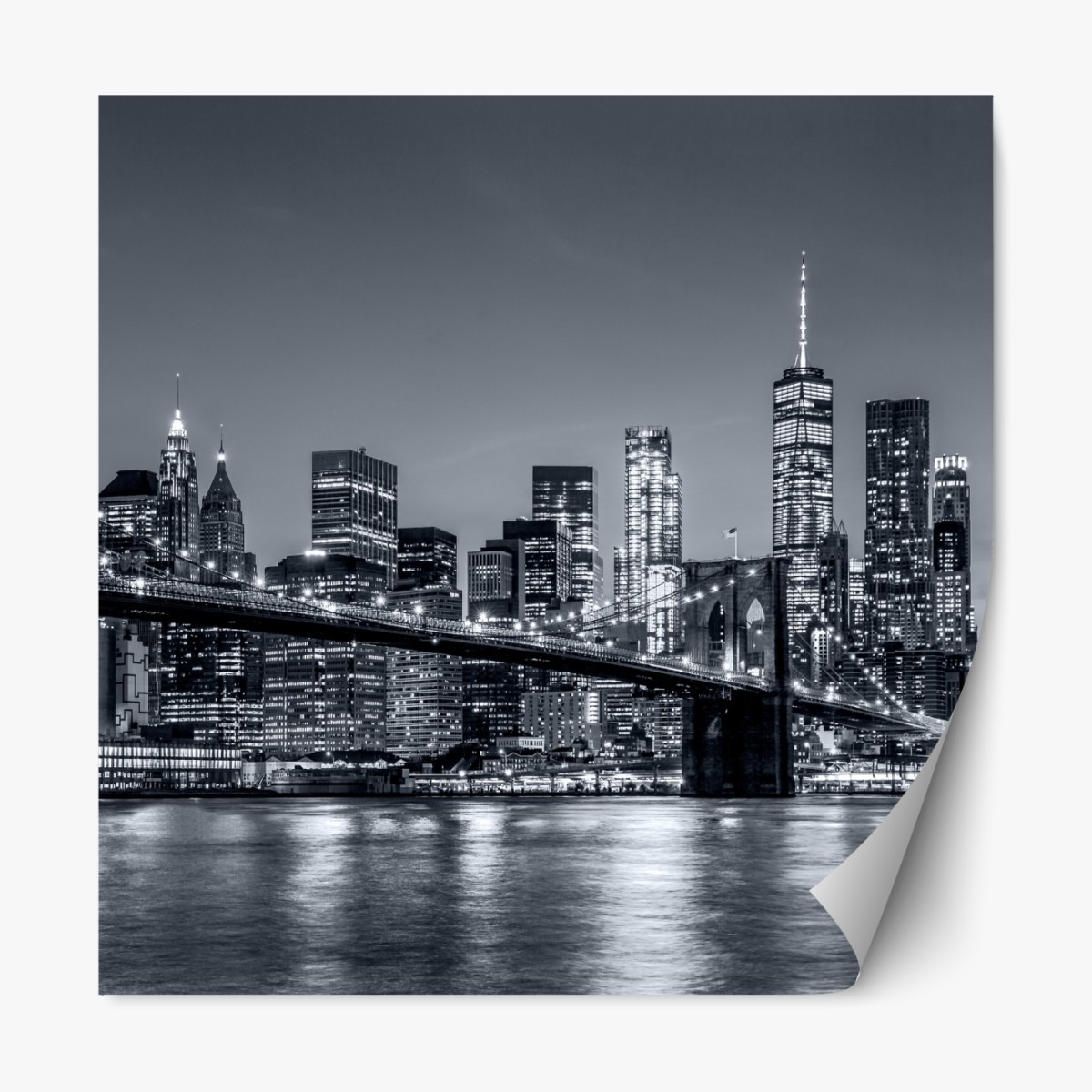 Repositionable sticker New York skyline at night