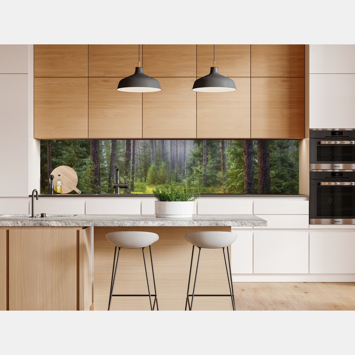 Naklejka repozycjonowalna mglisty sosnowy las z ścieżką – Wallissimo® Naklejka repozycjonowalna mglisty sosnowy las z ścieżką – Wallissimo®