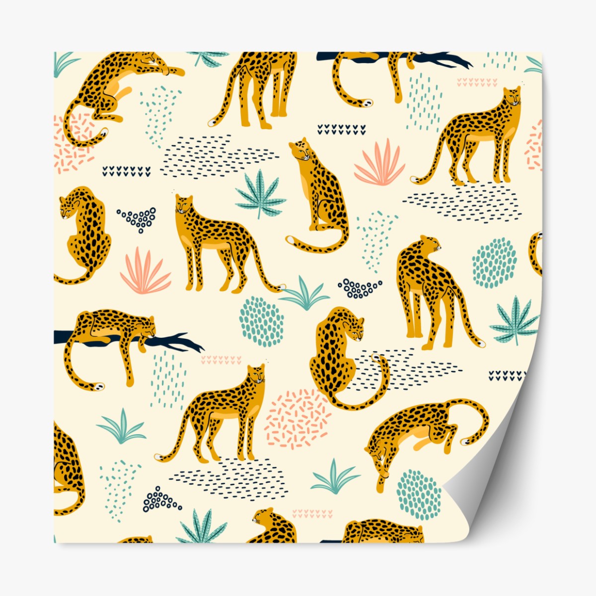 Repositionable sticker playful cheetah pattern in pastel tones