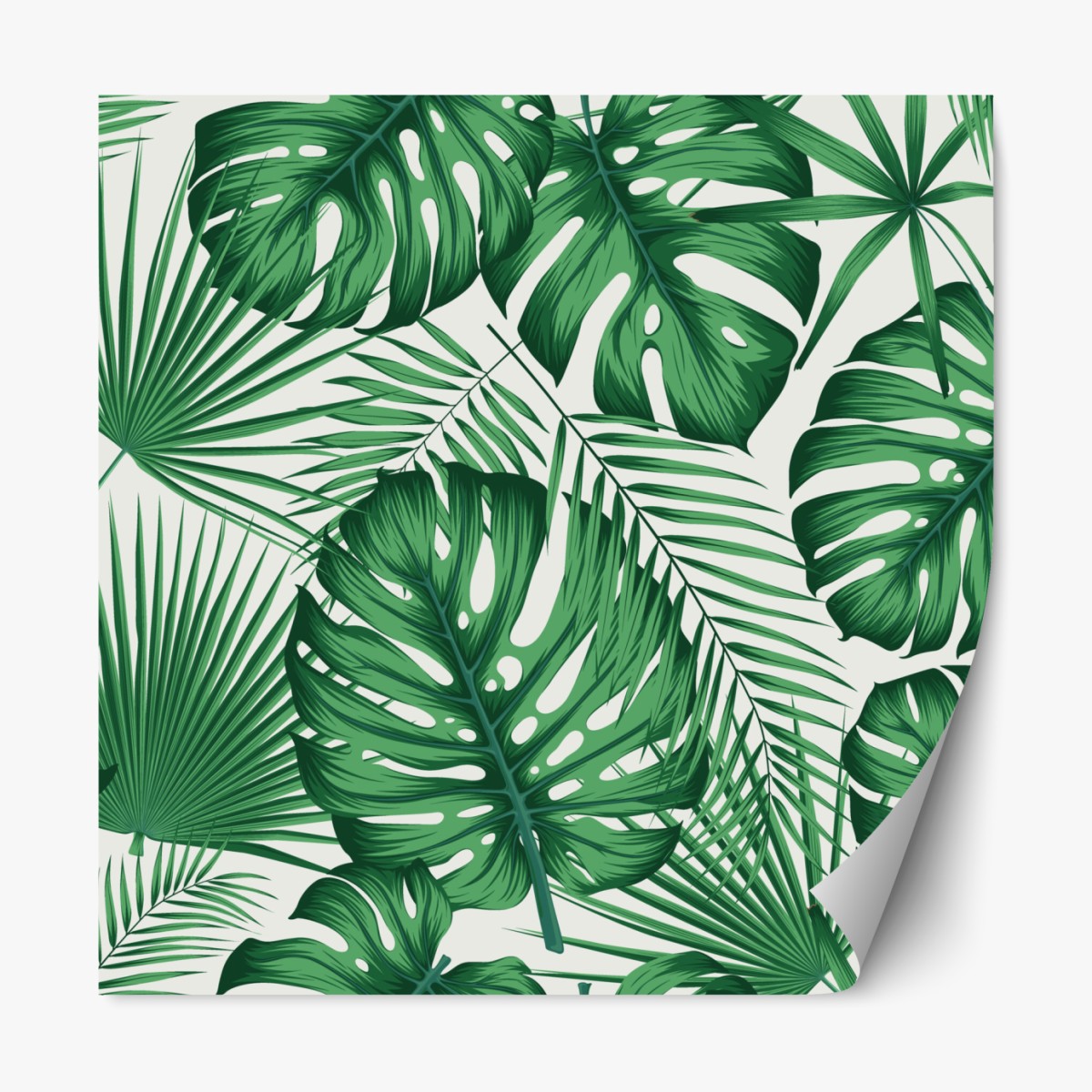 Repositionable sticker tropical monstera and palm leaves pattern