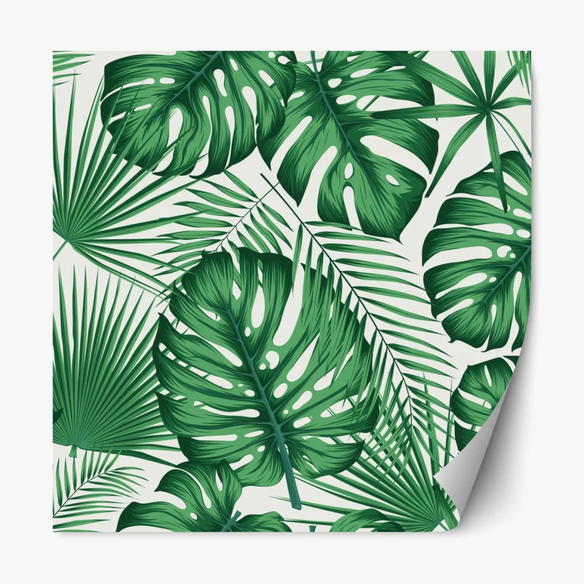 Naklejka repozycjonowalna tropikalny wzór liści monstery i palm – Wallissimo® Naklejka repozycjonowalna tropikalny wzór liści monstery i palm – Wallissimo®