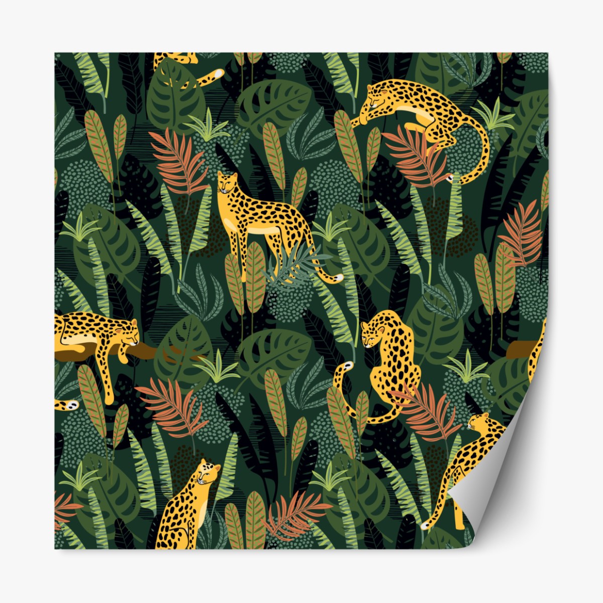 Repositionable sticker tropical leopard jungle pattern