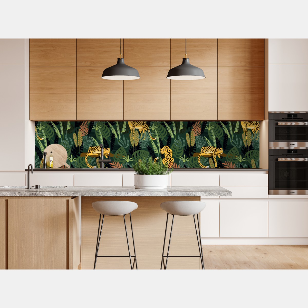 Naklejka repozycjonowalna tropikalny wzór z lampartami – Wallissimo® Naklejka repozycjonowalna tropikalny wzór z lampartami – Wallissimo®