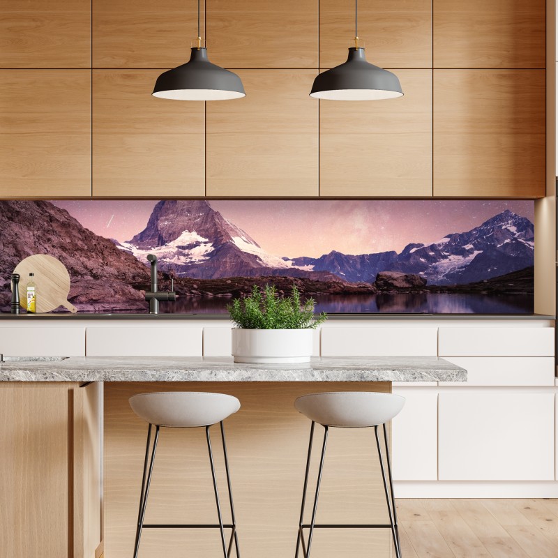 Naklejka repozycjonowalna nocne odbicie Matterhornu pod gwiazdami – Wallissimo® Naklejka repozycjonowalna nocne odbicie Matterhornu pod gwiazdami – Wallissimo®