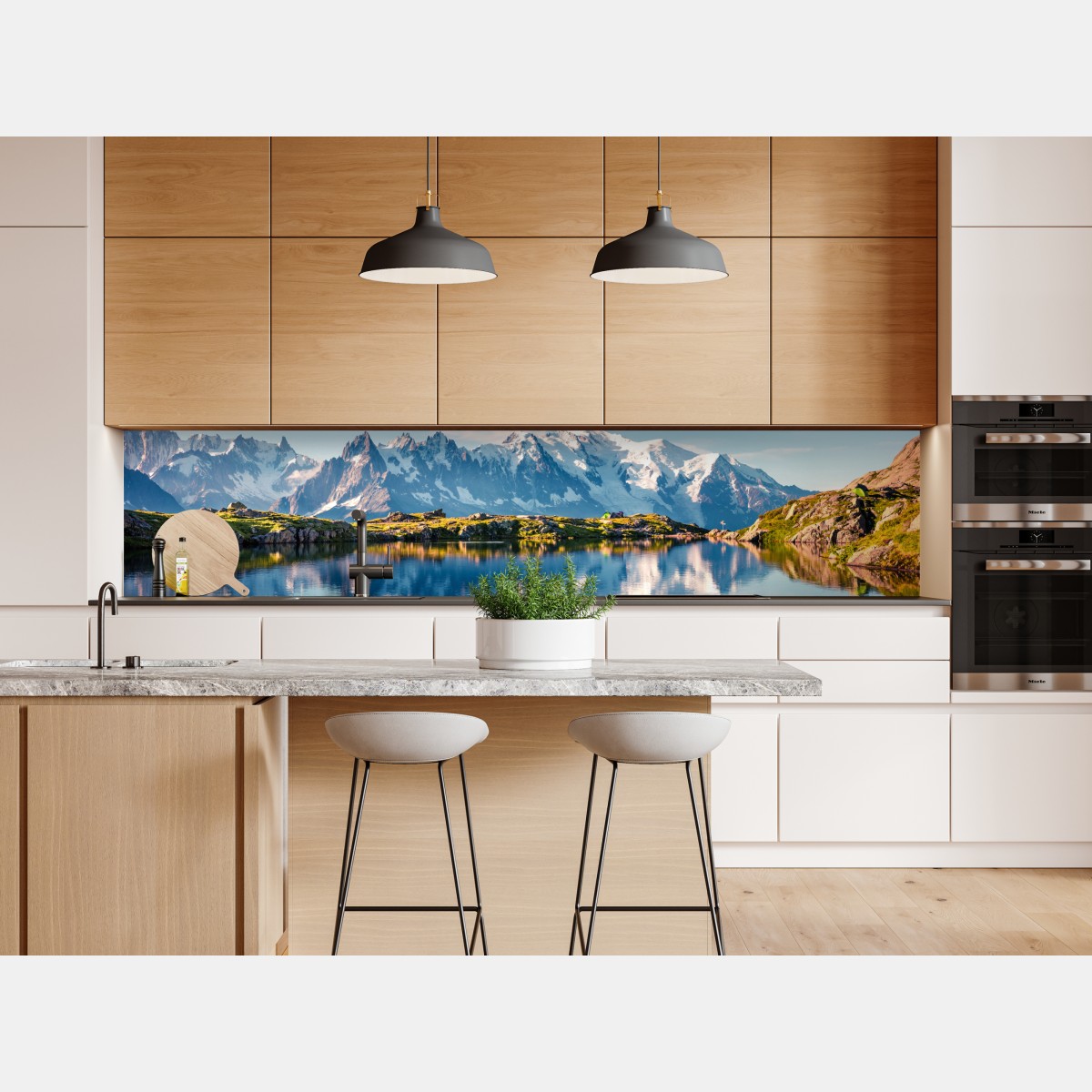 Naklejka repozycjonowalna panorama Mont Blanc odbita w Lac Blanc – Wallissimo® Naklejka repozycjonowalna panorama Mont Blanc odbita w Lac Blanc – Wallissimo®