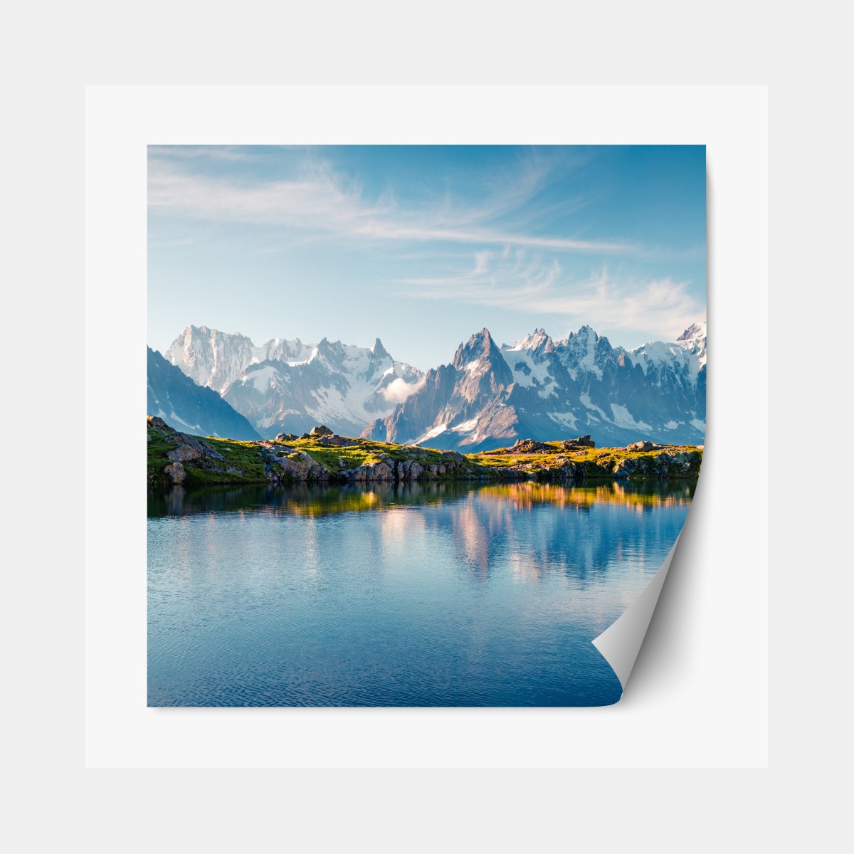 Repositionable sticker panoramic view of Lac Blanc and Mont Blanc