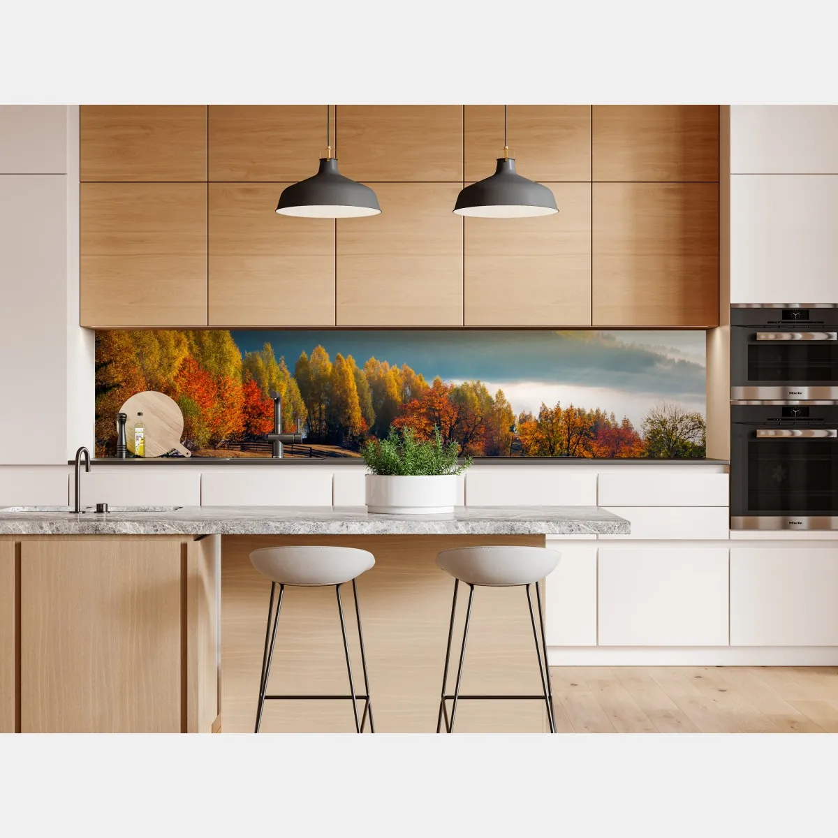 Naklejka repozycjonowalna mglisty jesienny wschód słońca na wsi – Wallissimo® Naklejka repozycjonowalna mglisty jesienny wschód słońca na wsi – Wallissimo®