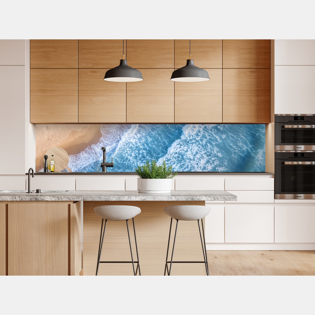 Naklejka repozycjonowalna widok z lotu ptaka na turkusowe fale i piaszczystą plażę – Wallissimo® Naklejka repozycjonowalna widok z lotu ptaka na turkusowe fale i piaszczystą plażę – Wallissimo®