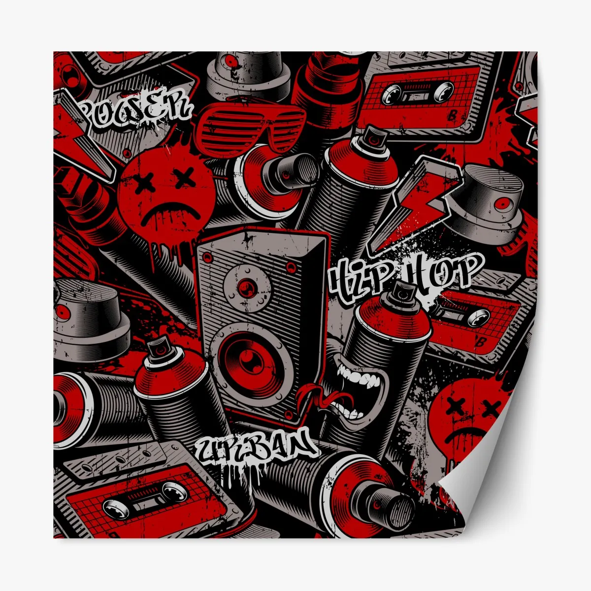 Naklejka repozycjonowalna miejskie graffiti hip hop – Wallissimo® Naklejka repozycjonowalna miejskie graffiti hip hop – Wallissimo®