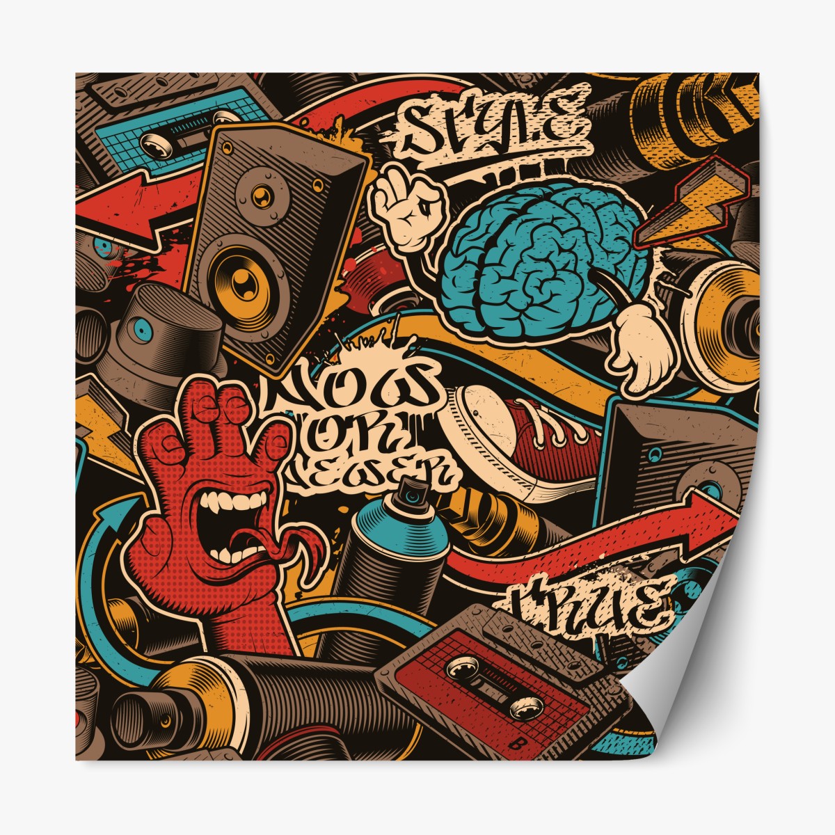 Repositionable sticker urban graffiti pop art collage