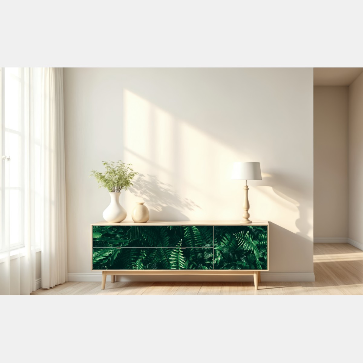 Naklejka repozycjonowalna bujne tropikalne liście – Wallissimo® Naklejka repozycjonowalna bujne tropikalne liście – Wallissimo®