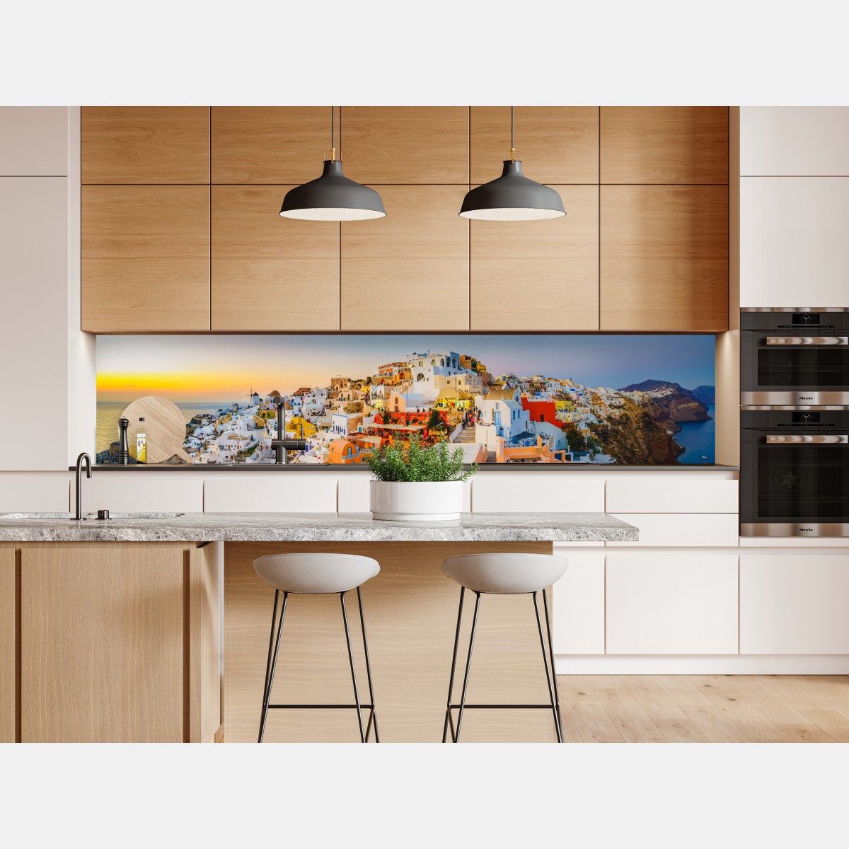 Naklejka repozycjonowalna zachód słońca nad Santorini panoramiczny widok – Wallissimo® Naklejka repozycjonowalna zachód słońca nad Santorini panoramiczny widok – Wallissimo®