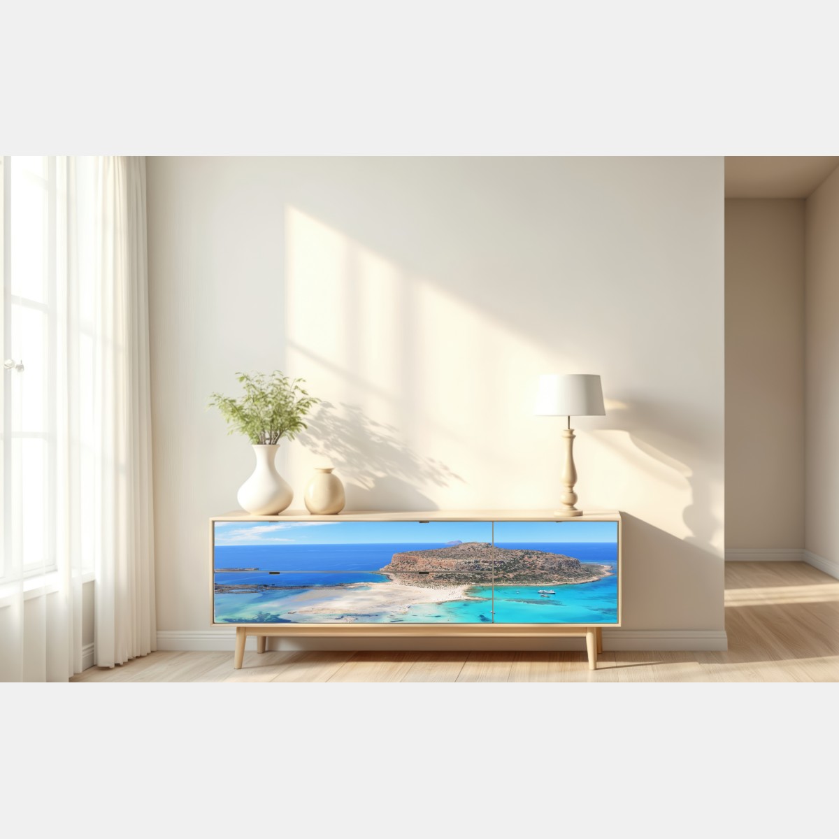 Naklejka repozycjonowalna laguna Balos turkusowy krajobraz, Kreta – Wallissimo® Naklejka repozycjonowalna laguna Balos turkusowy krajobraz, Kreta – Wallissimo®