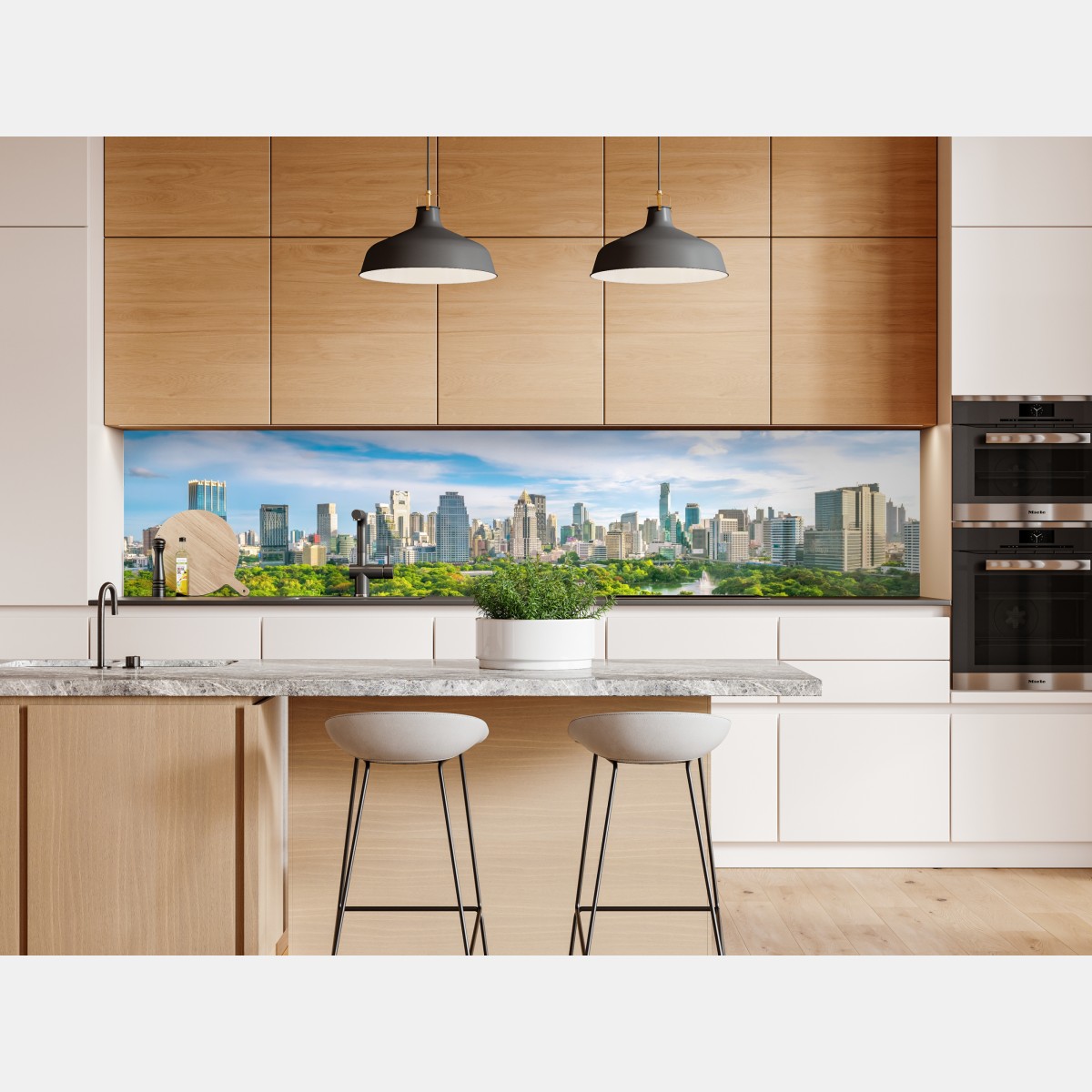 Naklejka repozycjonowalna słoneczna panorama Bangkoku nad parkiem Lumpini – Wallissimo® Naklejka repozycjonowalna słoneczna panorama Bangkoku nad parkiem Lumpini – Wallissimo®