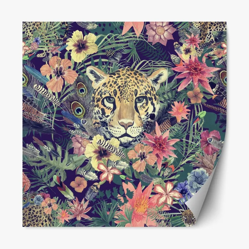 Naklejka repozycjonowalna portret czarnej pantery na czarnym tle – Wallissimo®